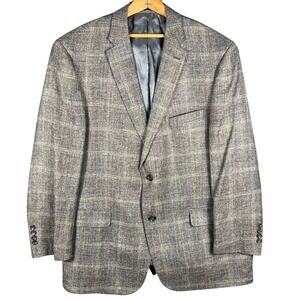 Jos. A. Bank Reserve Sport Coat Mens 48L Silk Linen Wool Plaid Blazer E. Thomas